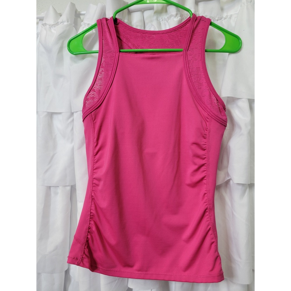 Soybu Womens Pink High Neck Activewear Tank Built In Shelf Bra Mesh Size S 1618